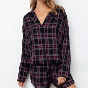 NWT Rails Kellen - COAL SLATE CARMINE PJ flannel top.